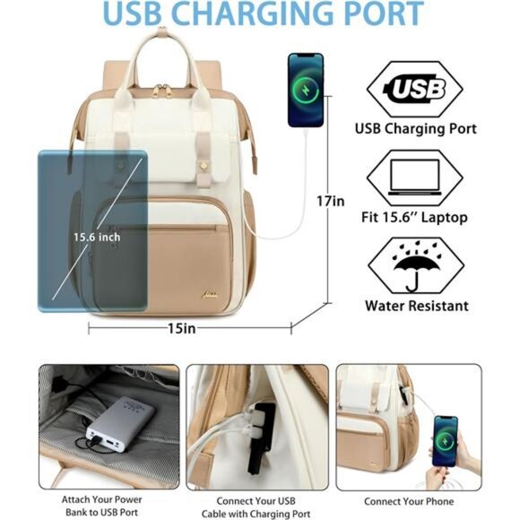 Laptop Backpack for Women 15.6 In Work Business Computer Bag School main image 4